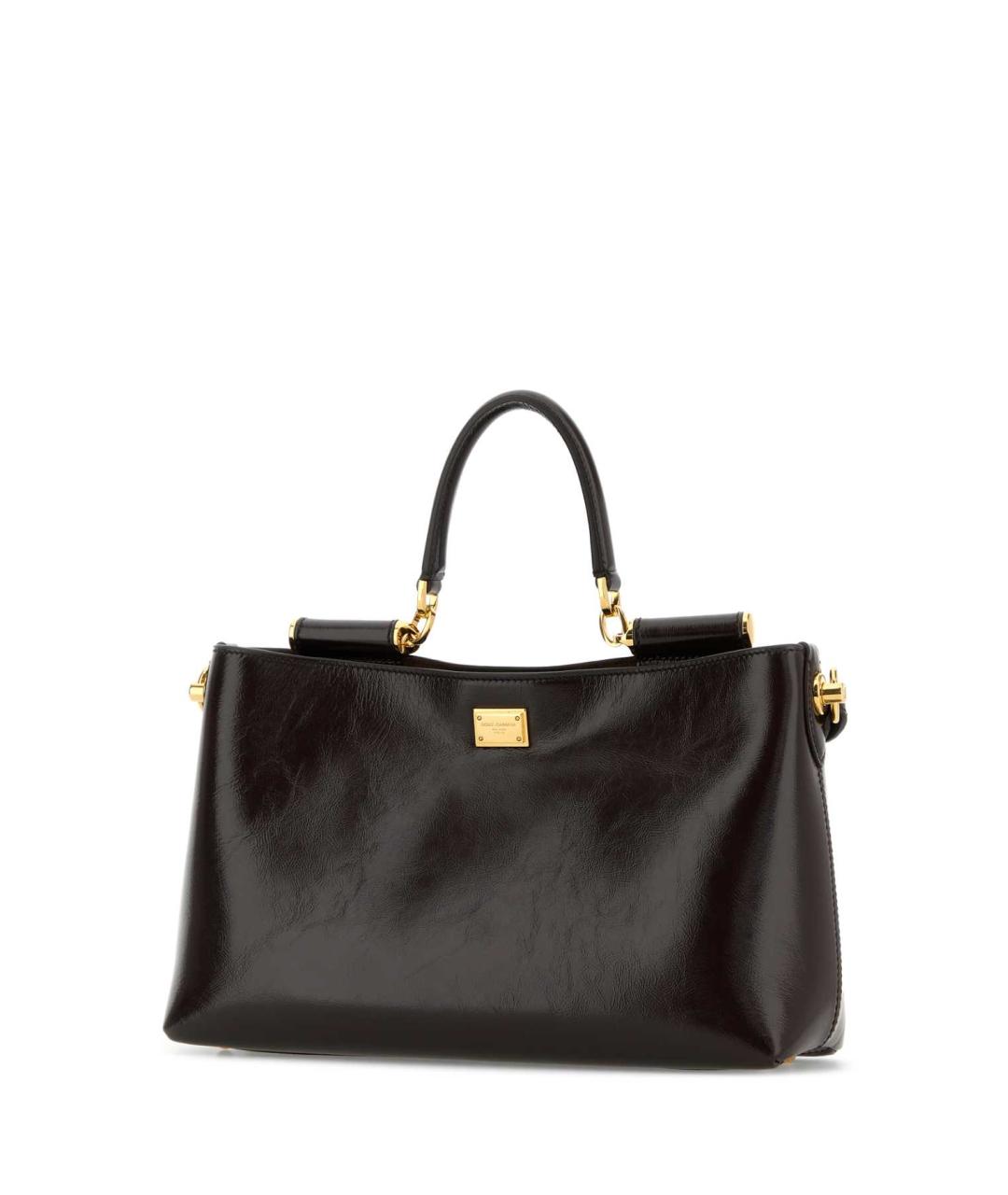 DOLCE&GABBANA Черная кожаная сумка тоут, фото 2