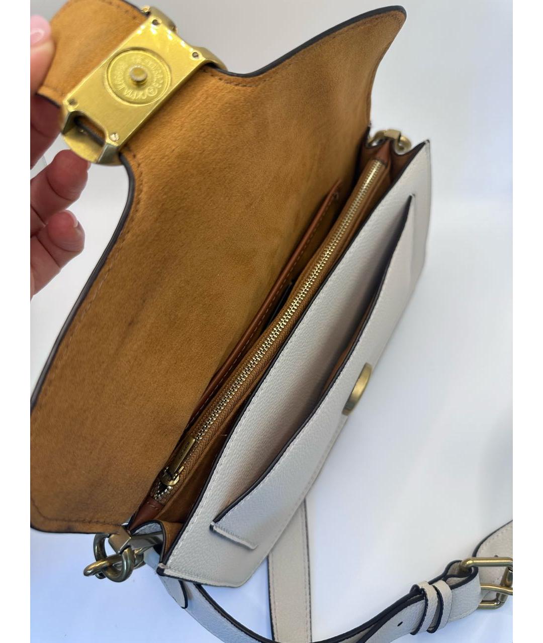 COACH Белая кожаная сумка через плечо, фото 4