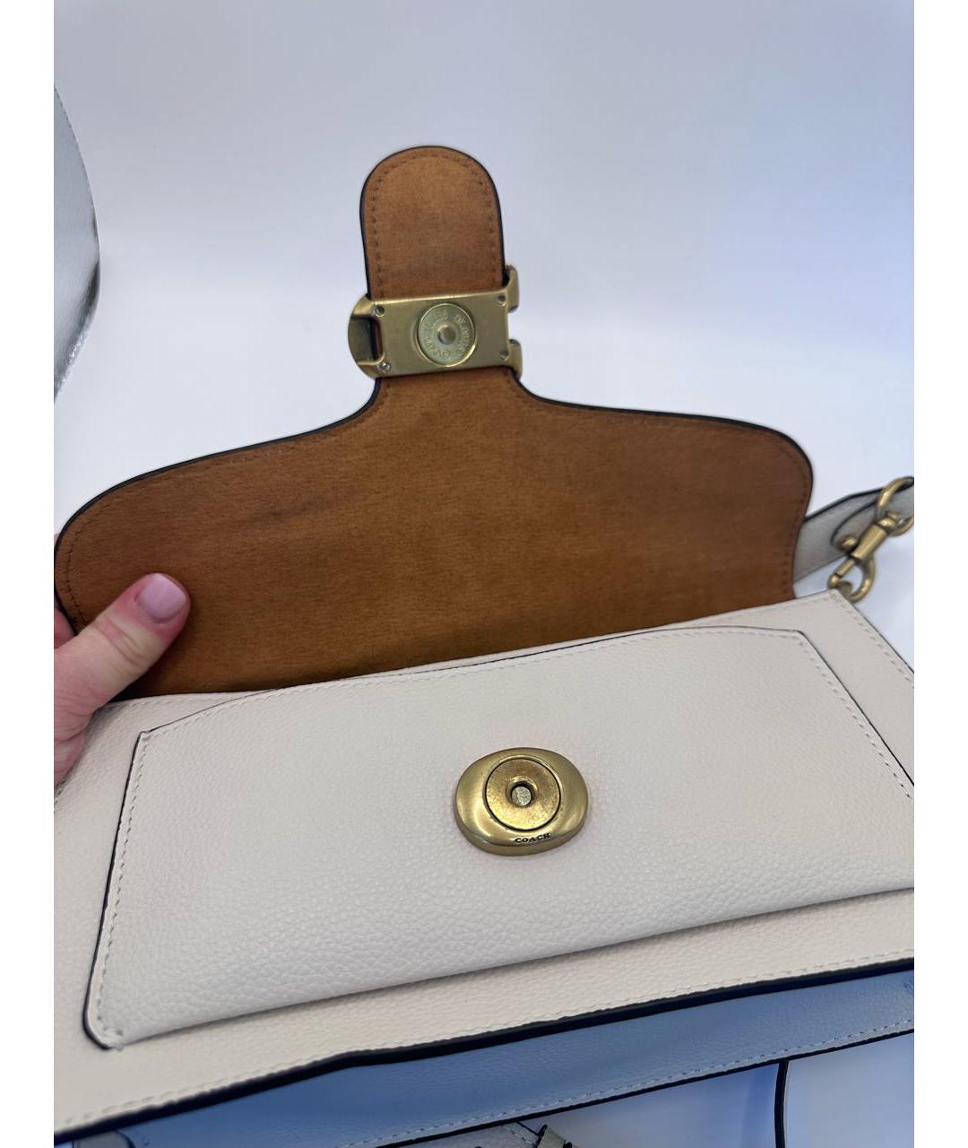 COACH Белая кожаная сумка через плечо, фото 5