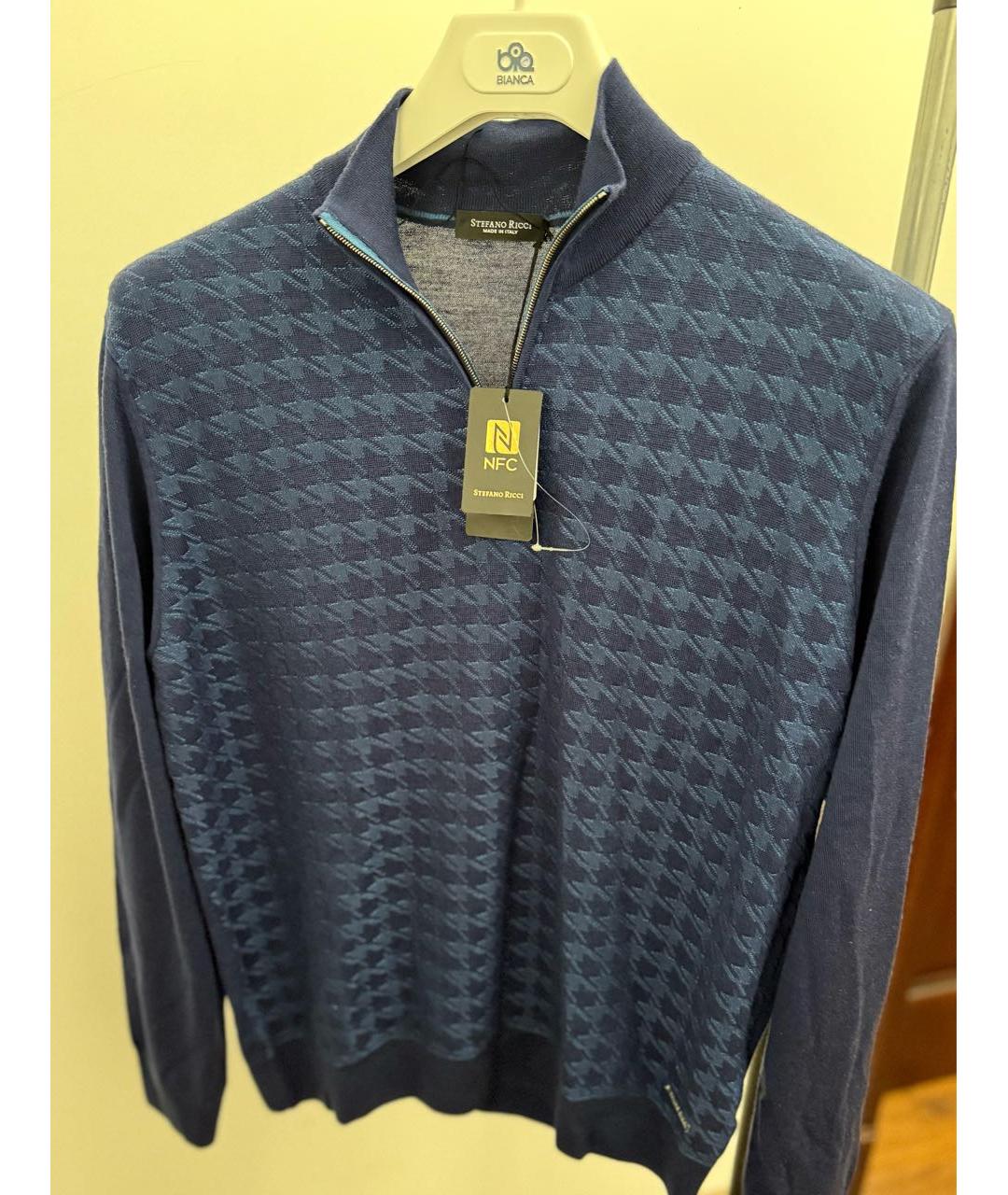 STEFANO RICCI Темно-синий шерстяной джемпер / свитер, фото 4