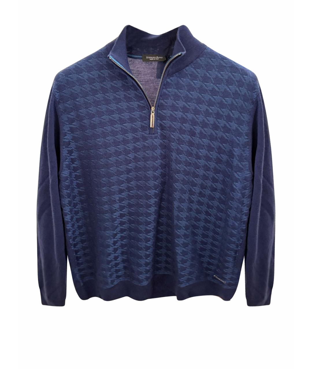 STEFANO RICCI Темно-синий шерстяной джемпер / свитер, фото 1
