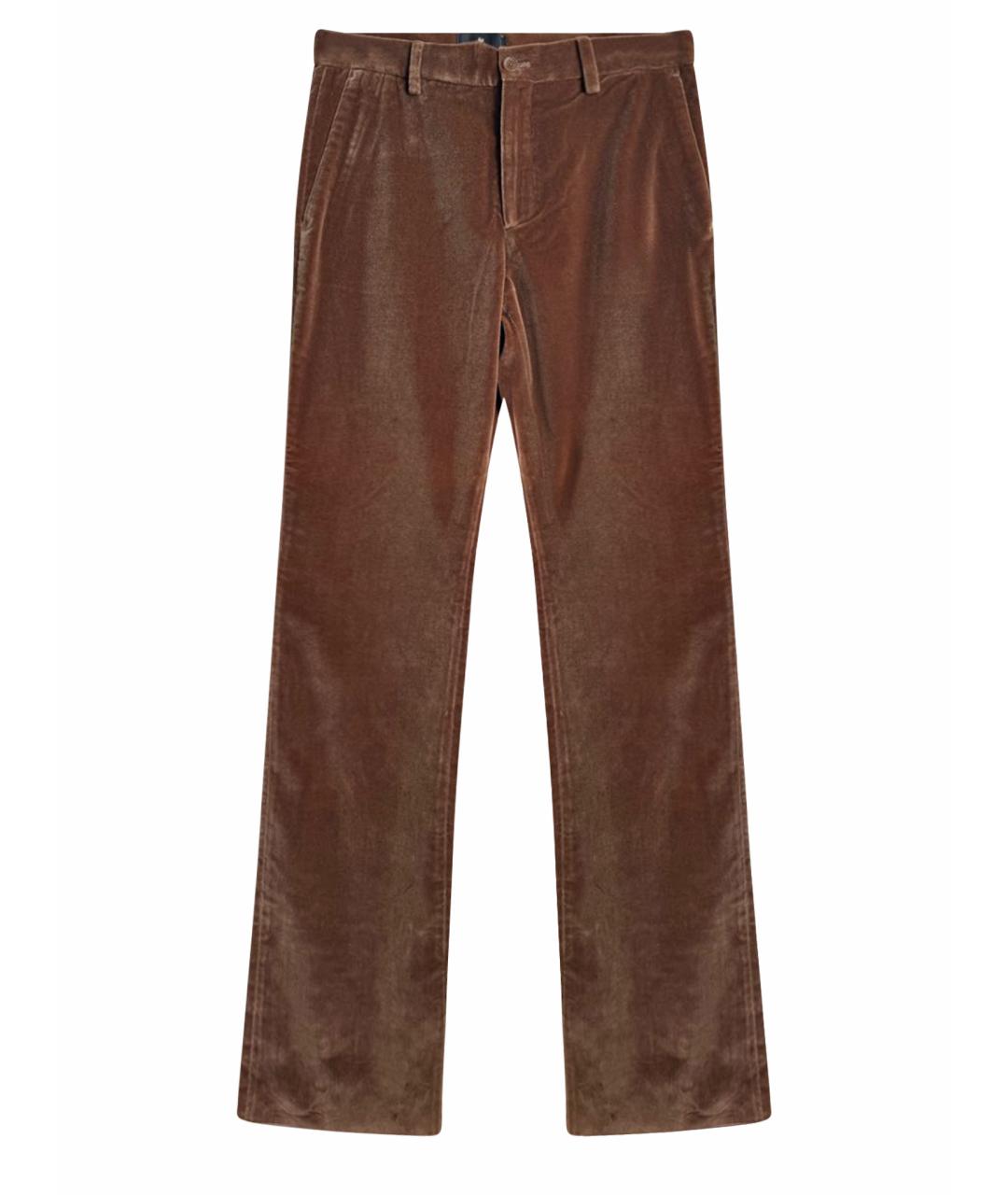 ETRO Коричневые бархатные прямые брюки, фото 1