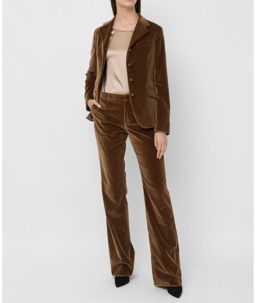 ETRO Коричневые бархатные прямые брюки, фото 6