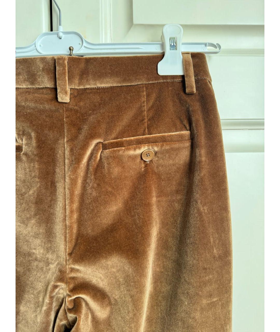 ETRO Коричневые бархатные прямые брюки, фото 3
