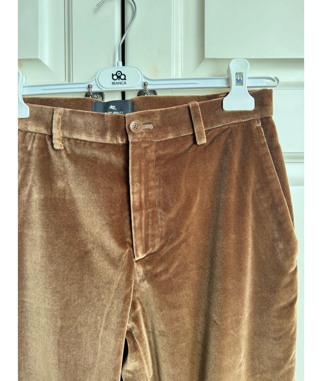 ETRO Коричневые бархатные прямые брюки, фото 8