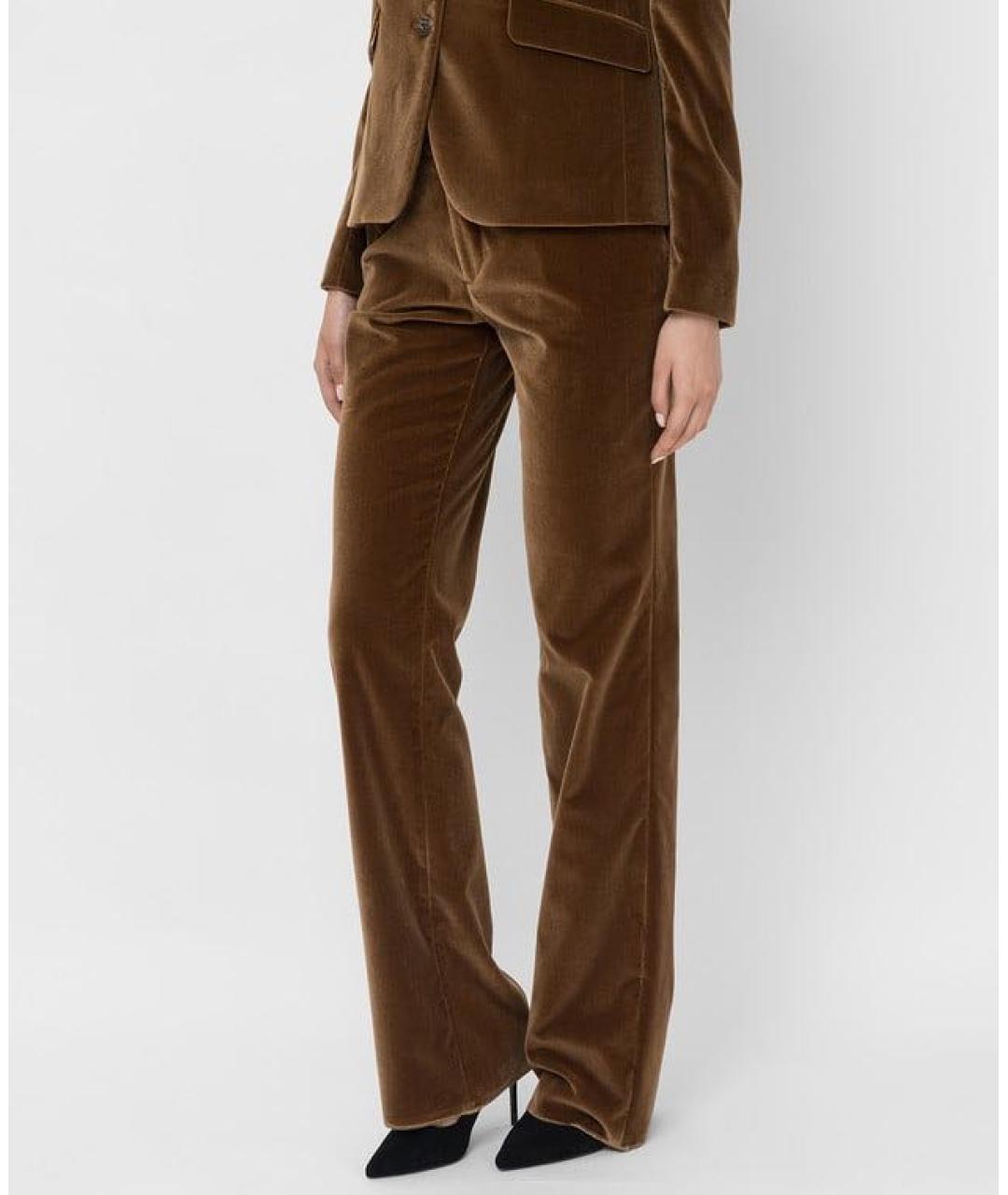 ETRO Коричневые бархатные прямые брюки, фото 7