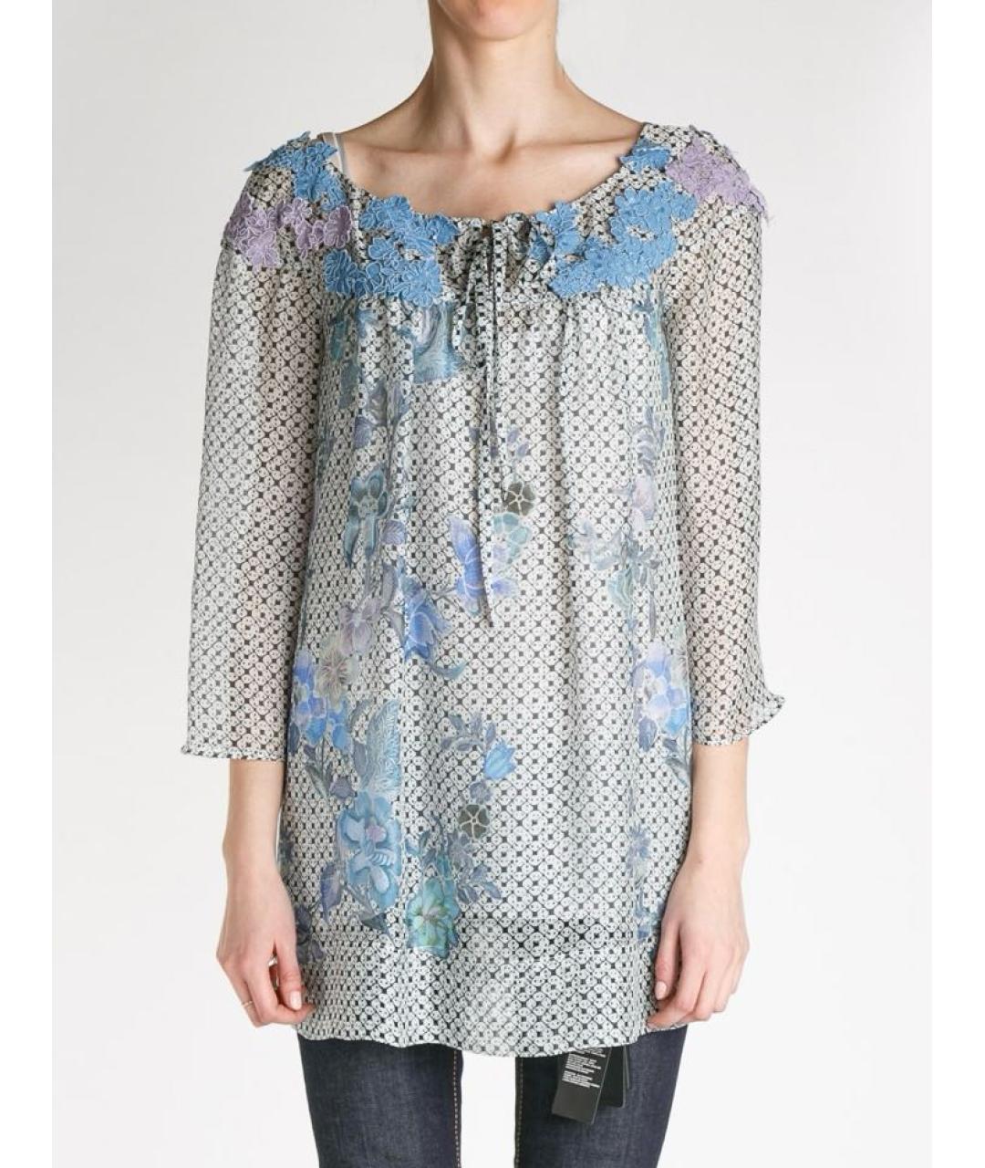 ALBERTA FERRETTI Голубая шелковая блузы, фото 2