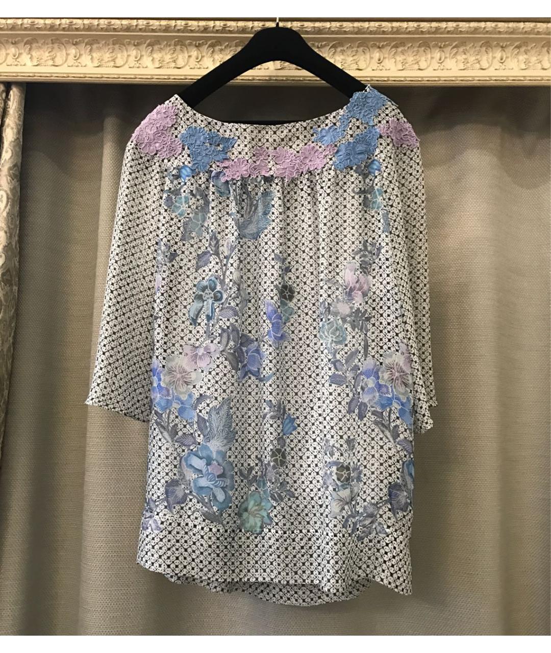 ALBERTA FERRETTI Голубая шелковая блузы, фото 5