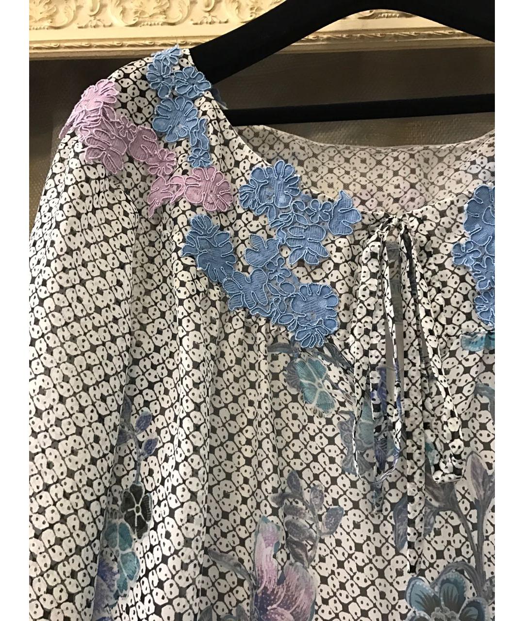 ALBERTA FERRETTI Голубая шелковая блузы, фото 4