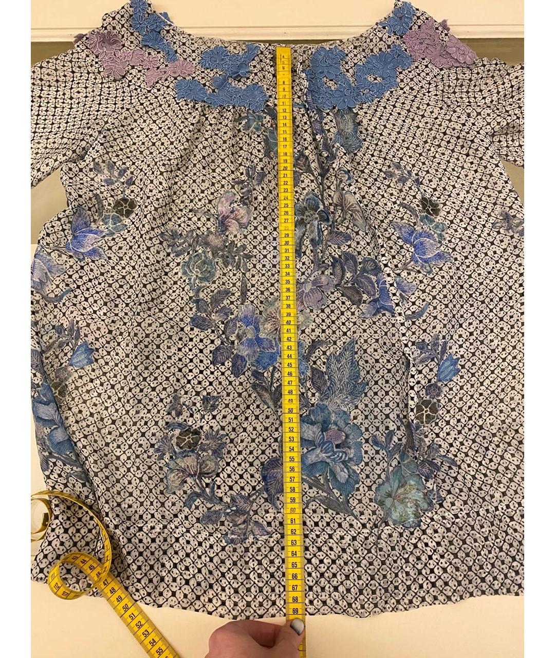 ALBERTA FERRETTI Голубая шелковая блузы, фото 8