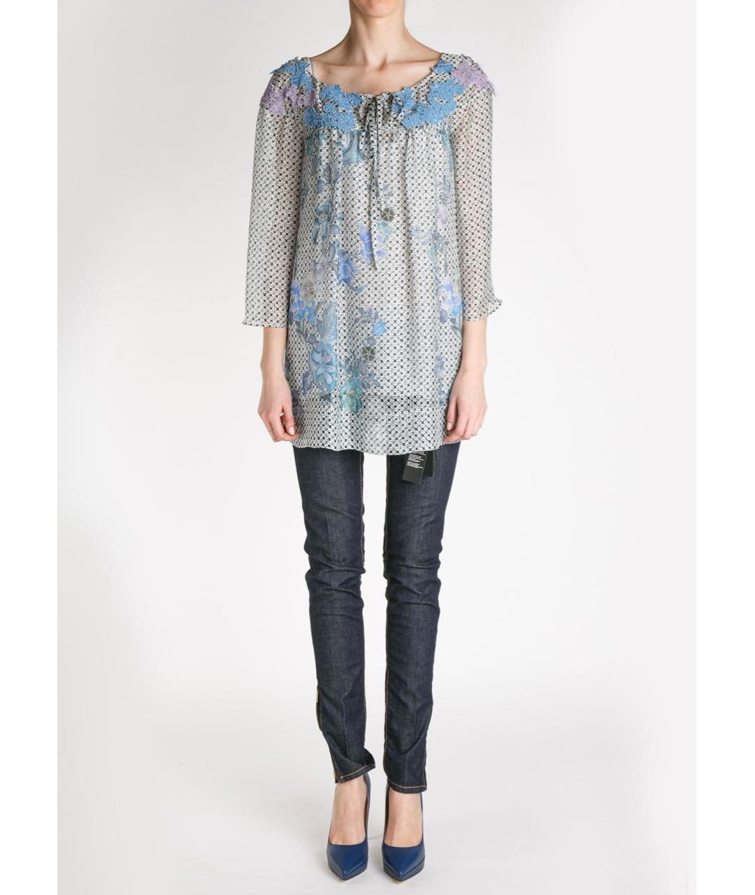 ALBERTA FERRETTI Голубая шелковая блузы, фото 3
