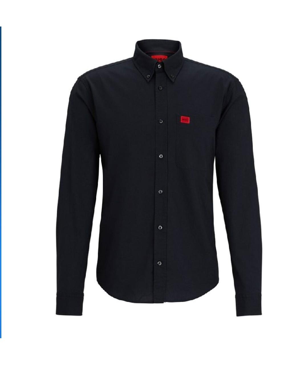 HUGO Черная хлопковая кэжуал рубашка, фото 1