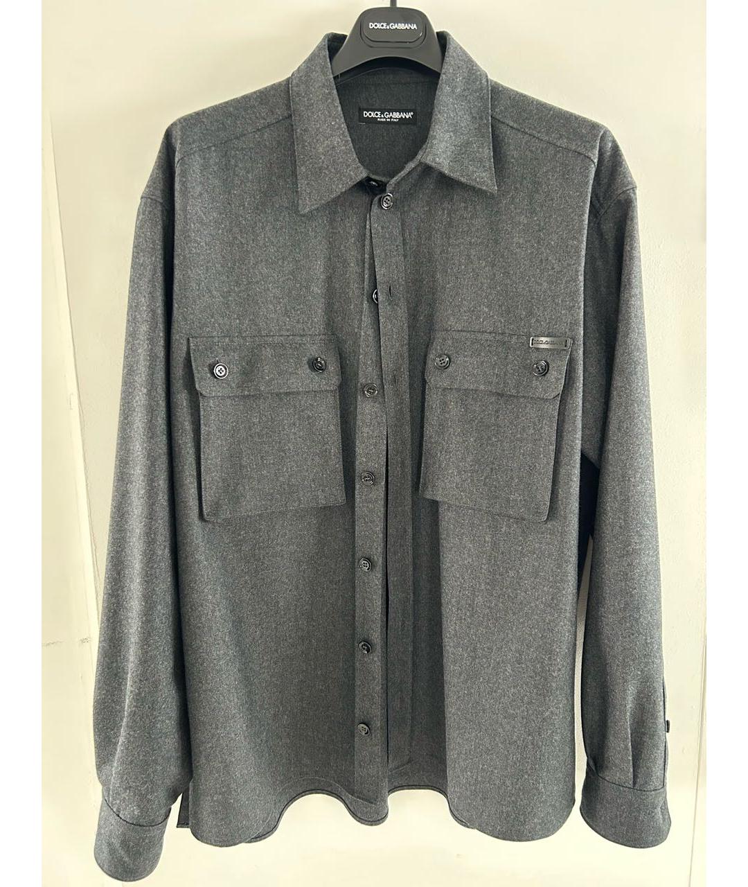 DOLCE&GABBANA Антрацитовая шерстяная кэжуал рубашка, фото 6