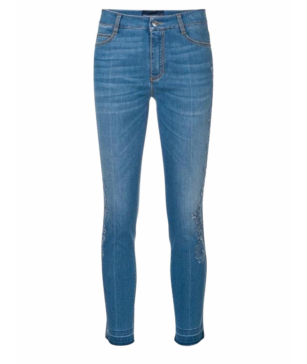 ERMANNO SCERVINO Синие хлопко-эластановые джинсы слим, фото 1