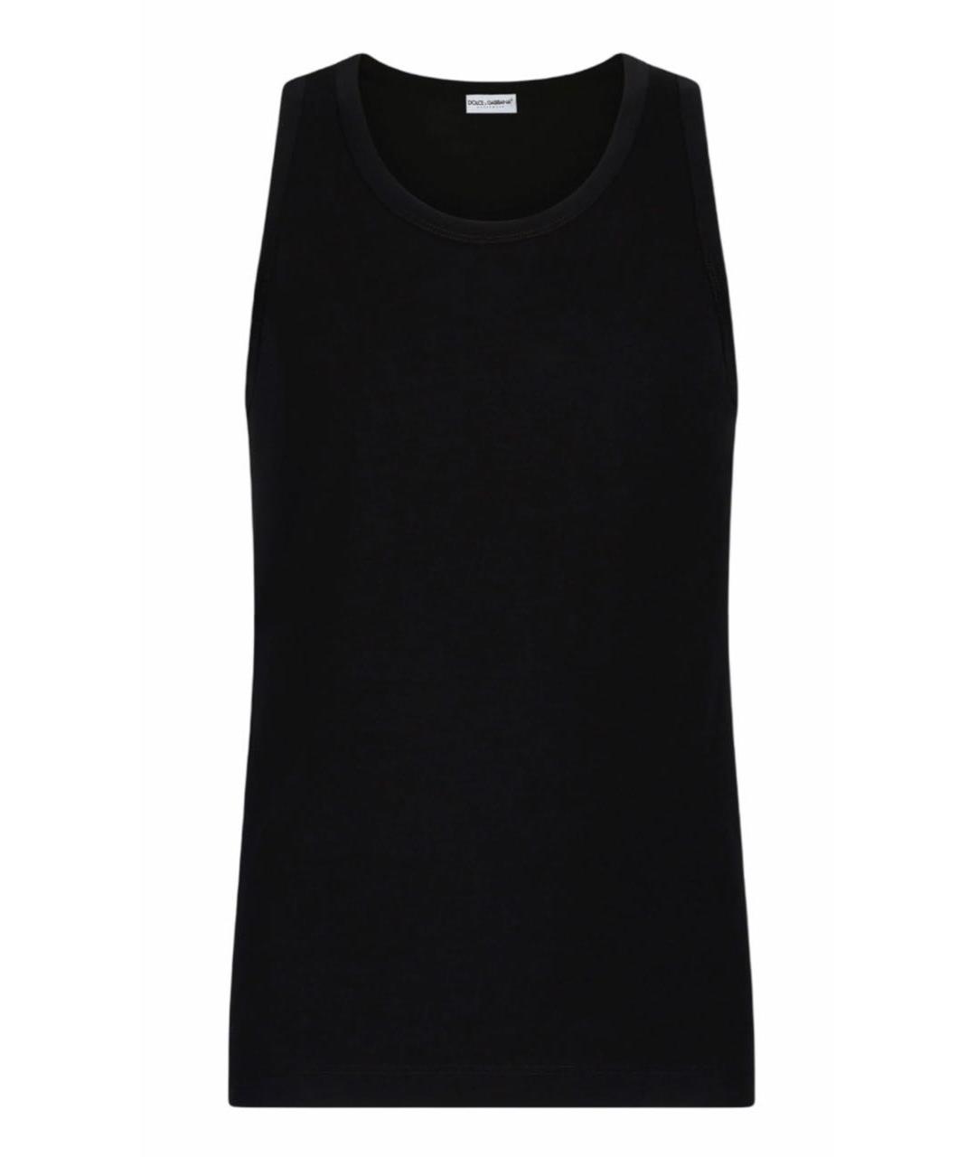 DOLCE&GABBANA Темно-синяя хлопко-эластановая майка, фото 9