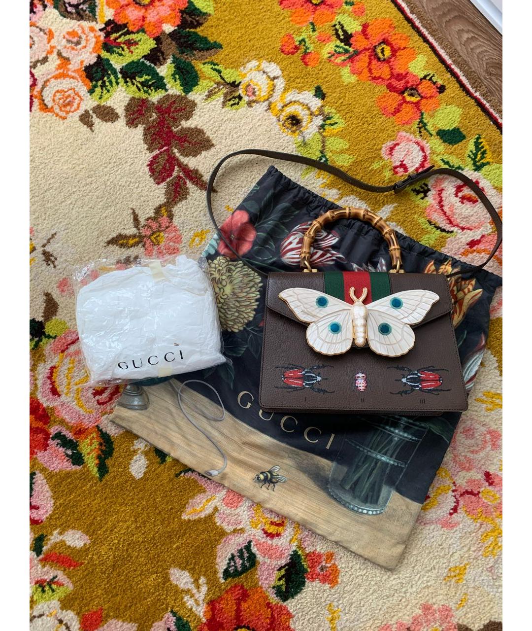 GUCCI Коричневая кожаная сумка с короткими ручками, фото 4