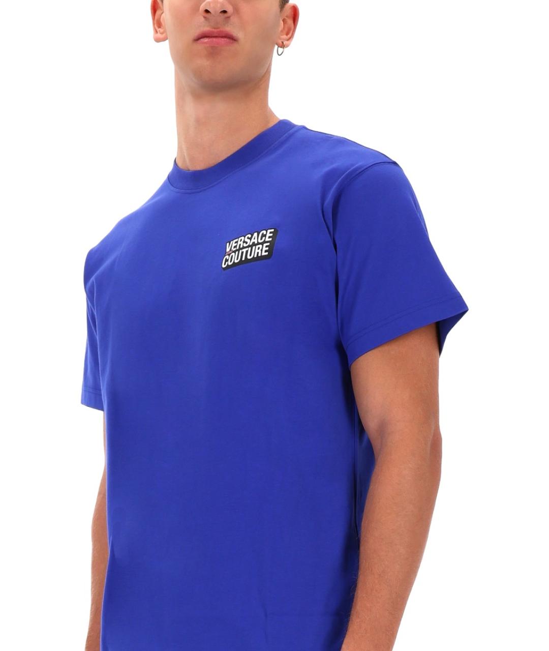 VERSACE JEANS COUTURE Синяя хлопковая футболка, фото 3