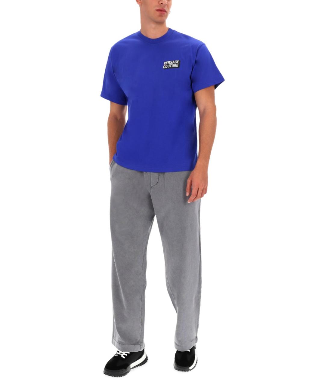 VERSACE JEANS COUTURE Синяя хлопковая футболка, фото 2
