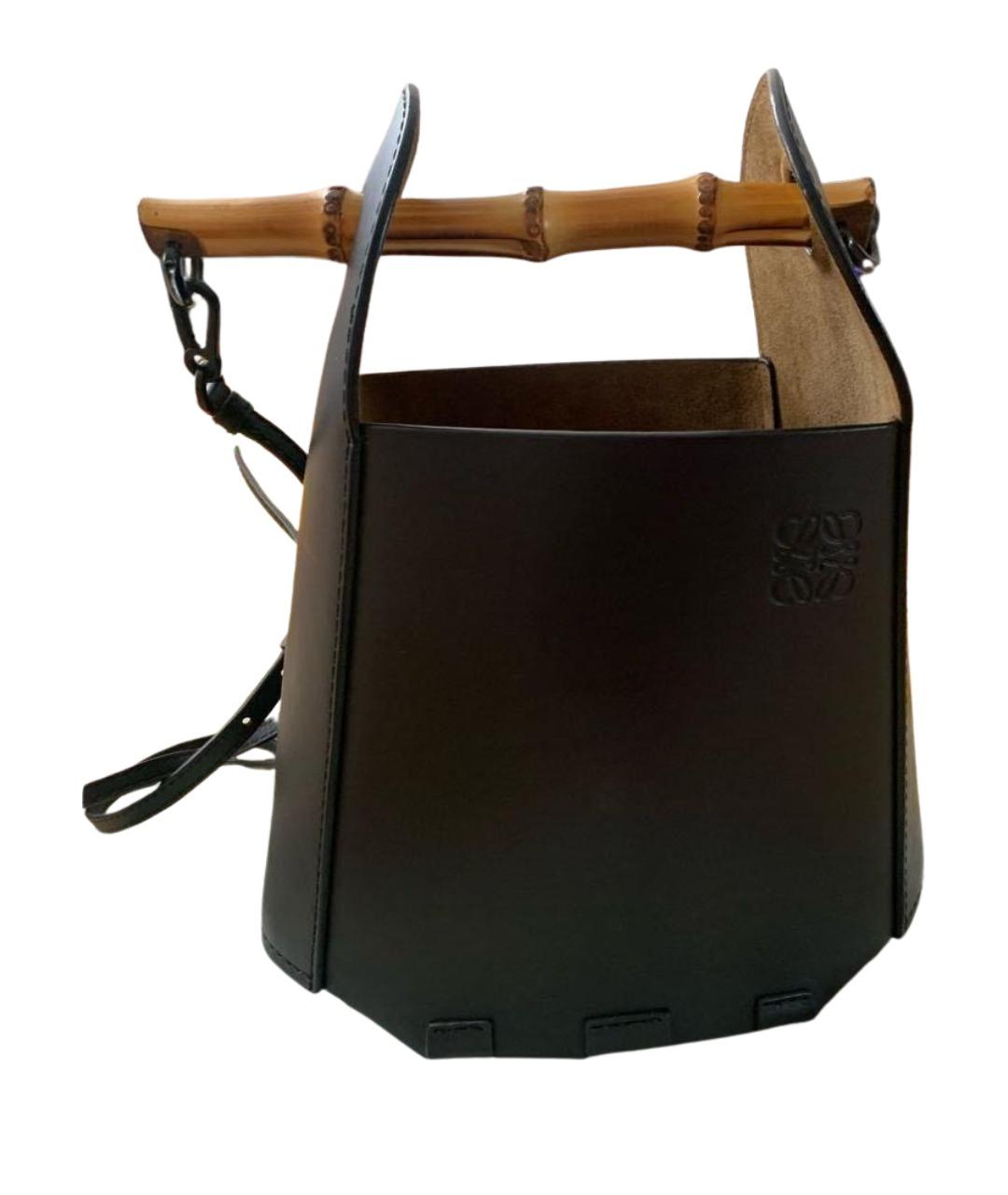 LOEWE Черная кожаная сумка с короткими ручками, фото 1