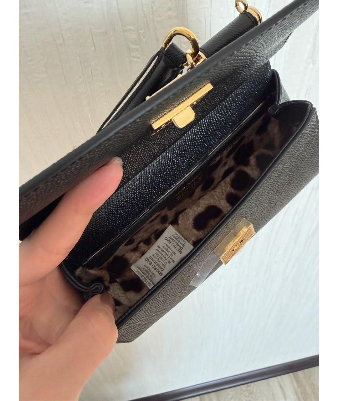 DOLCE&GABBANA Черная кожаная сумка с короткими ручками, фото 4