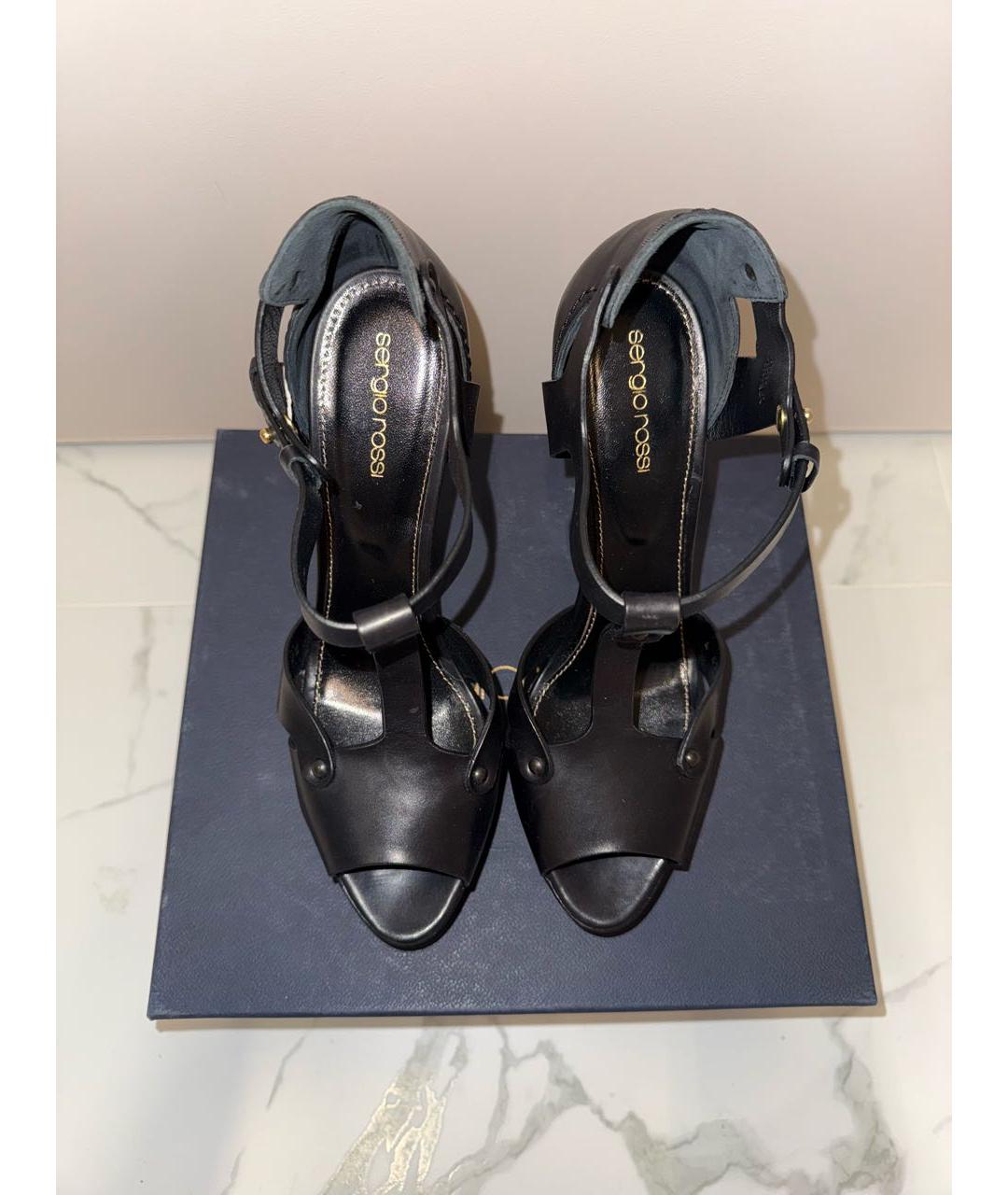 SERGIO ROSSI Черные кожаные босоножки, фото 2