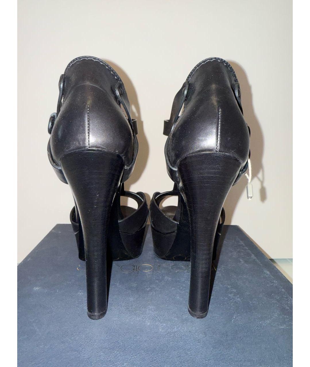 SERGIO ROSSI Черные кожаные босоножки, фото 4
