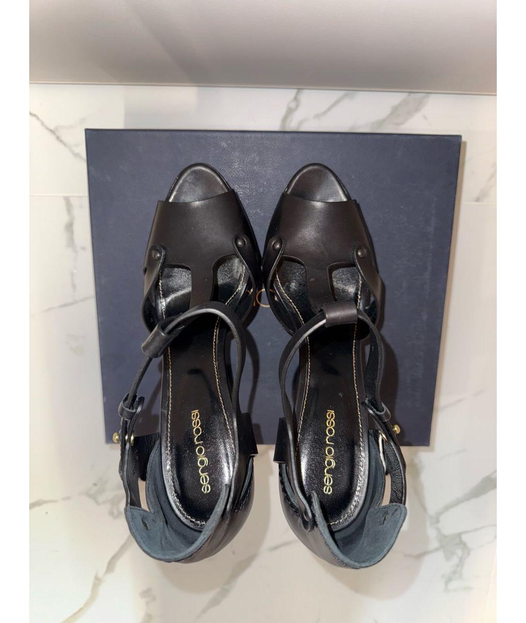 SERGIO ROSSI Черные кожаные босоножки, фото 3