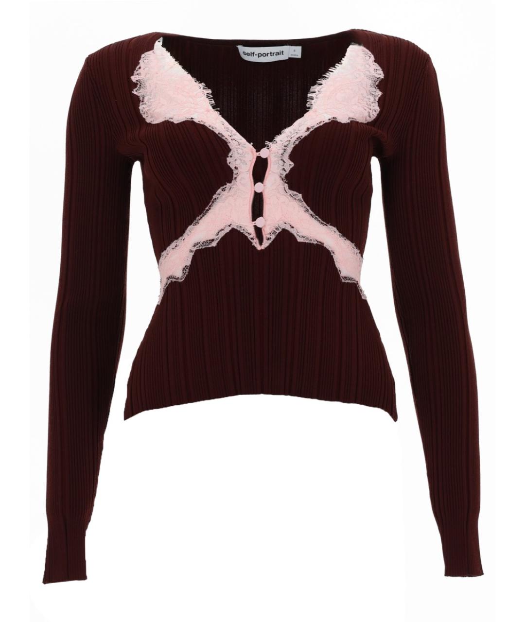 SELF-PORTRAIT Коричневый вискозный кардиган, фото 1