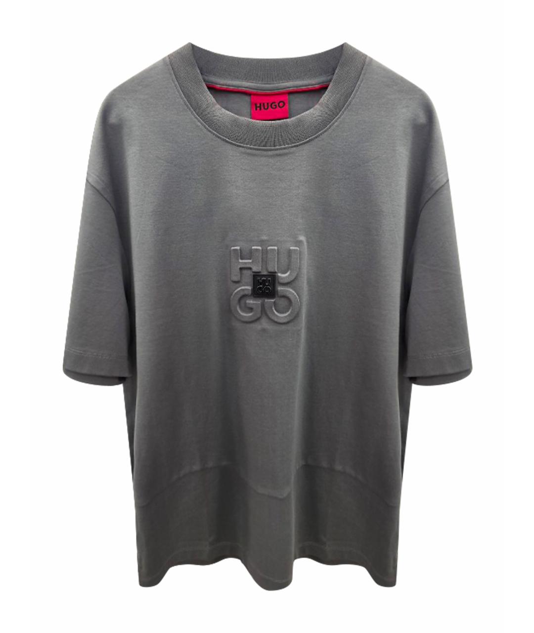 HUGO Серая хлопковая футболка, фото 1