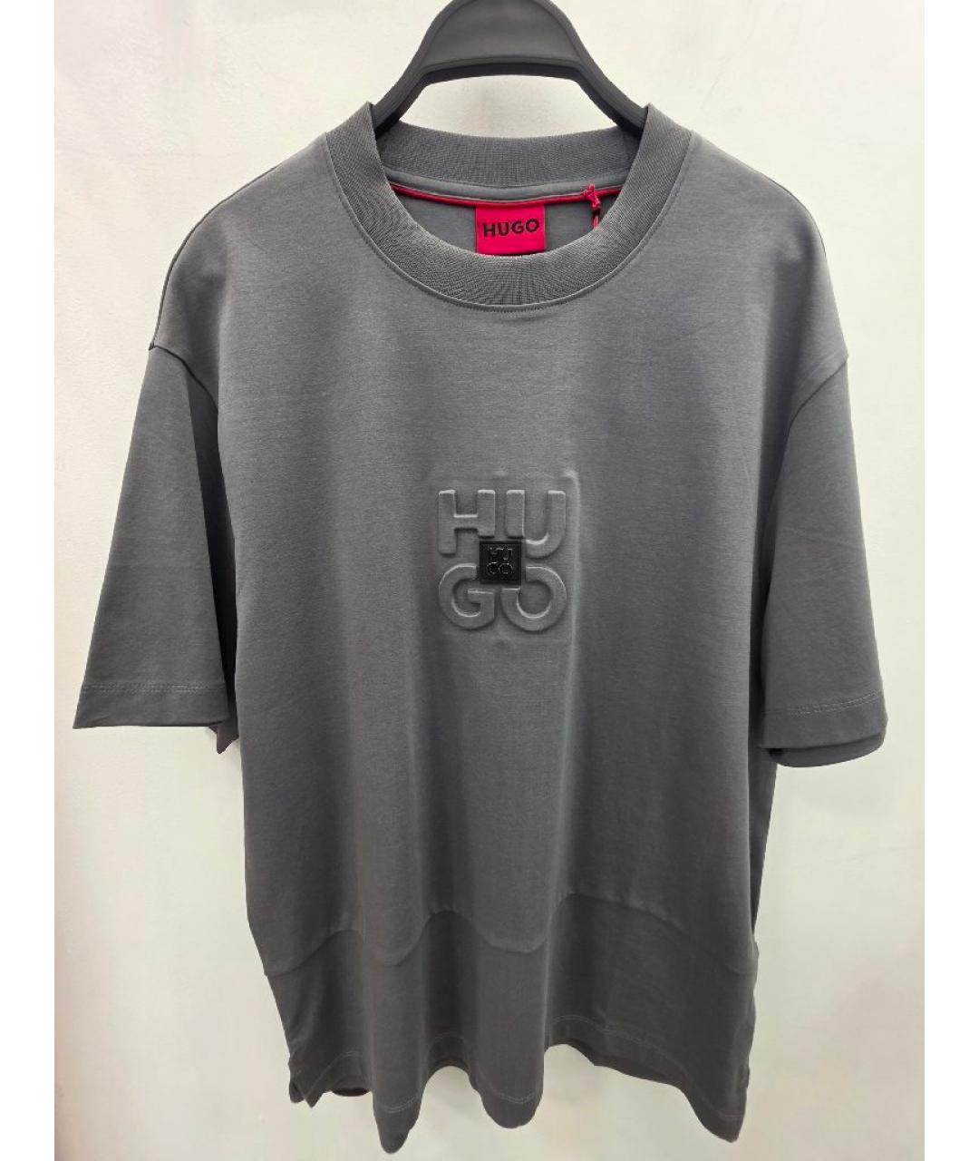 HUGO Серая хлопковая футболка, фото 6