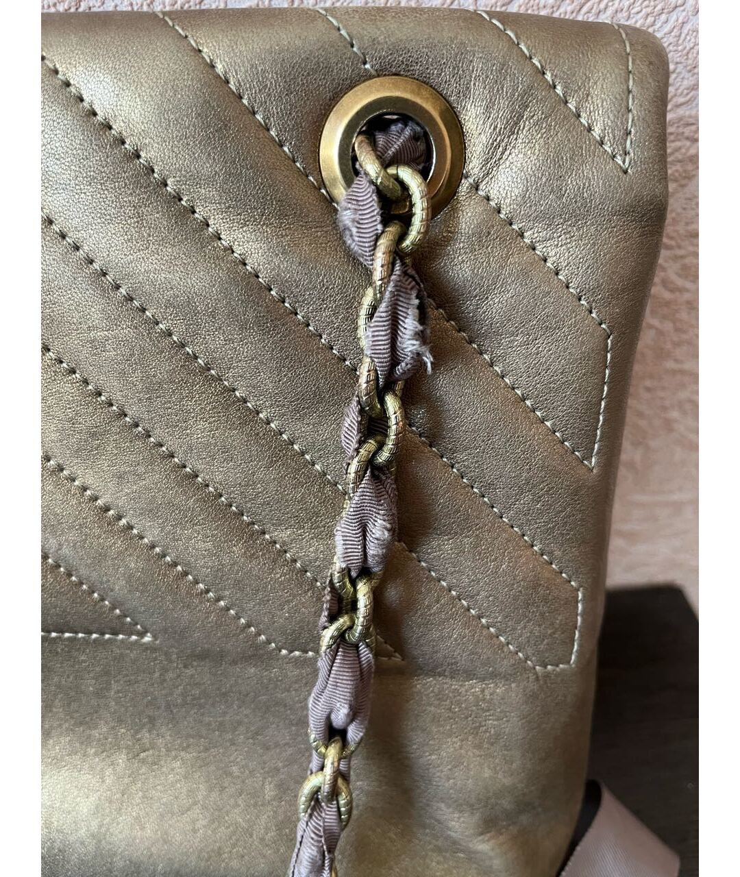 LANVIN Золотая кожаная сумка тоут, фото 5