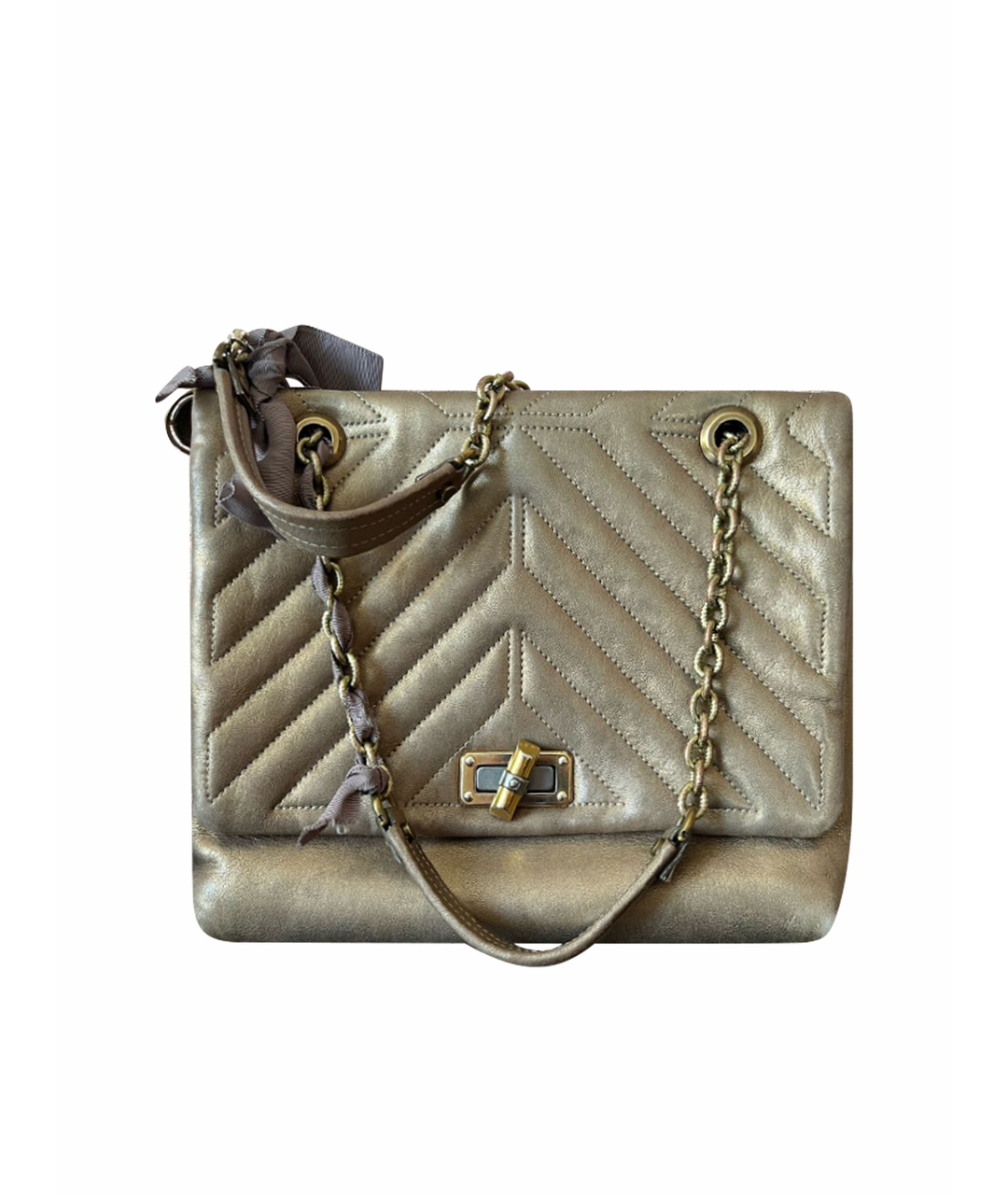 LANVIN Золотая кожаная сумка тоут, фото 1