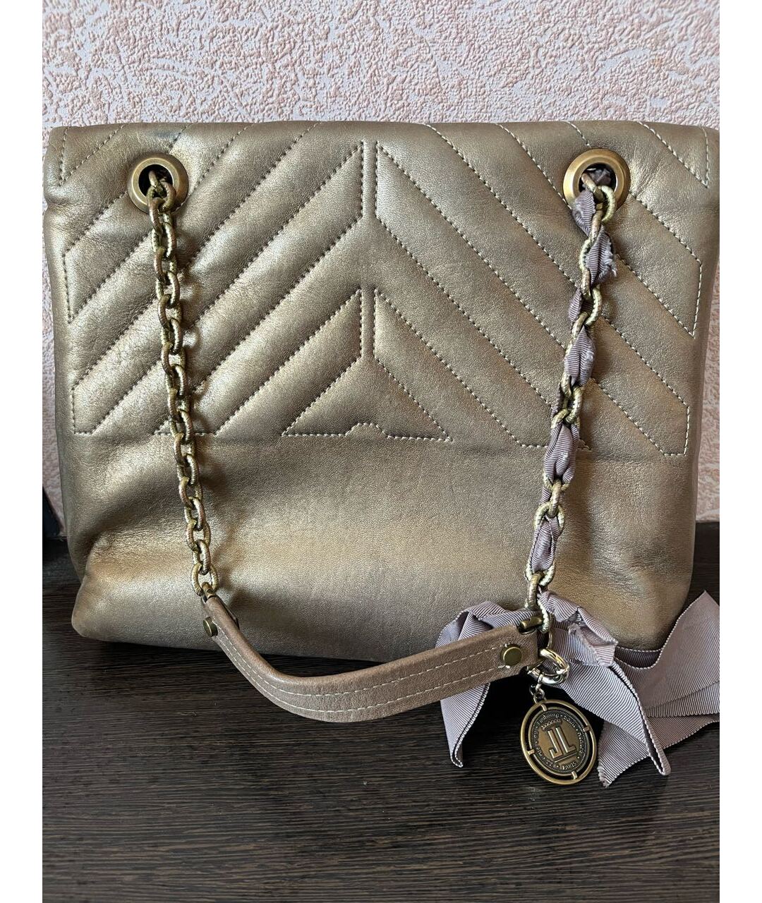 LANVIN Золотая кожаная сумка тоут, фото 2