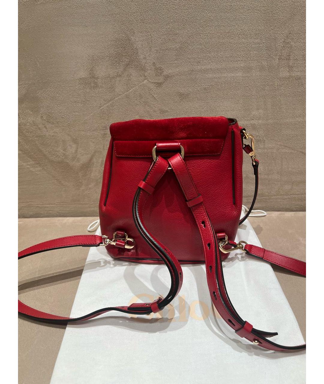 CHLOE Бордовый кожаный рюкзак, фото 2