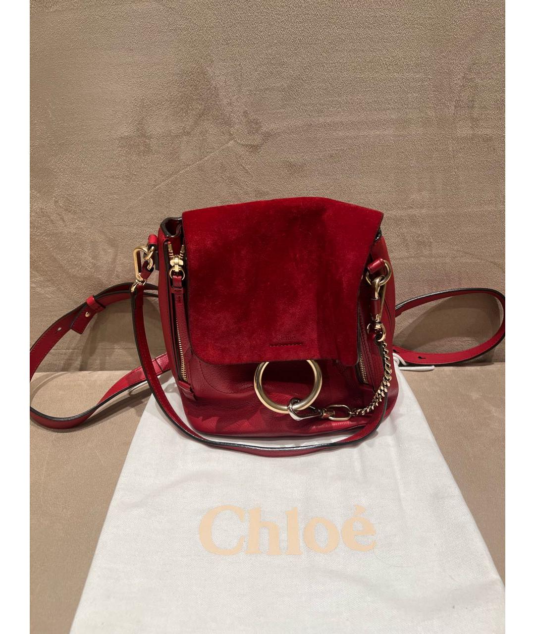 CHLOE Бордовый кожаный рюкзак, фото 4