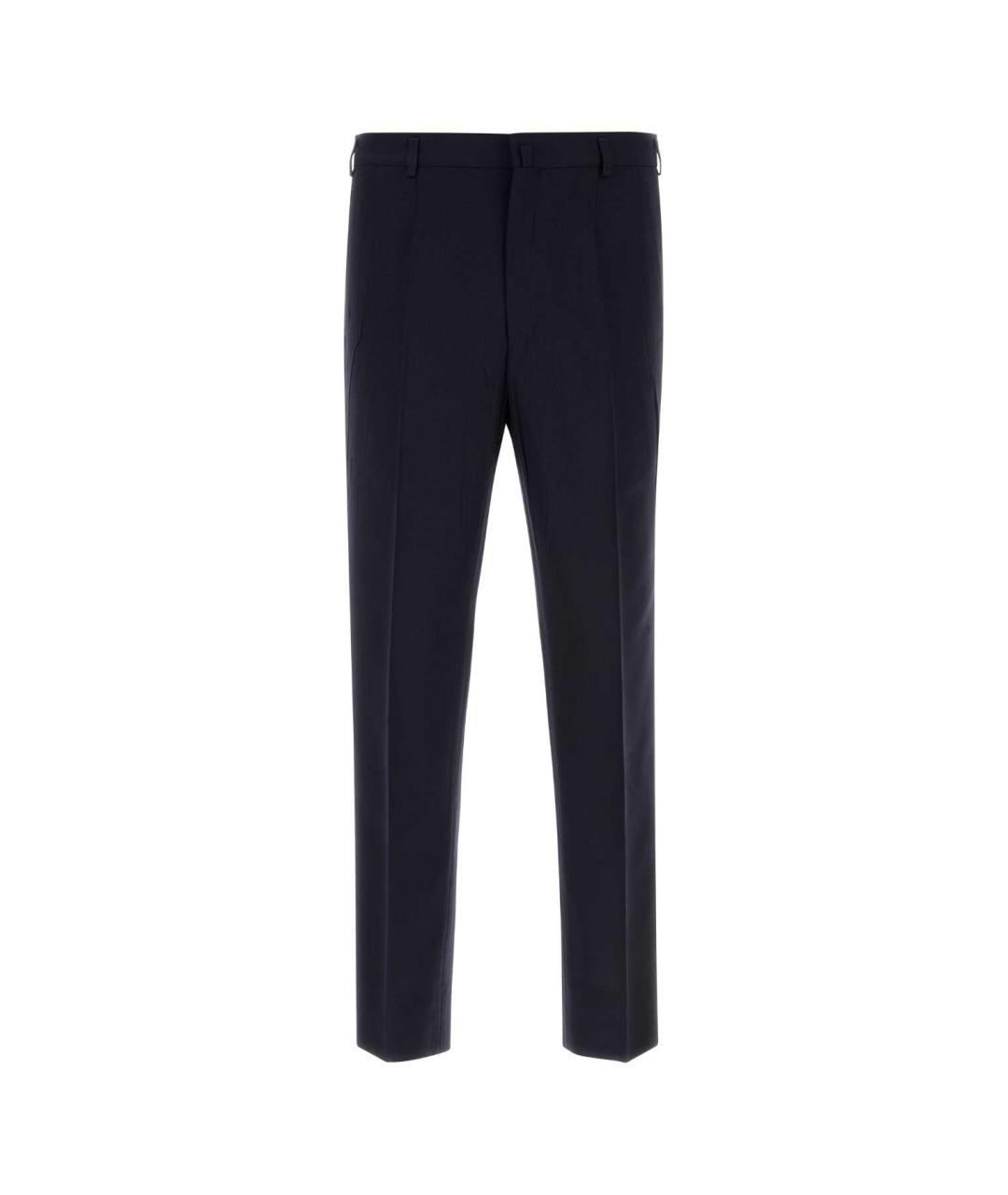 PRADA Темно-синие шерстяные повседневные брюки, фото 1