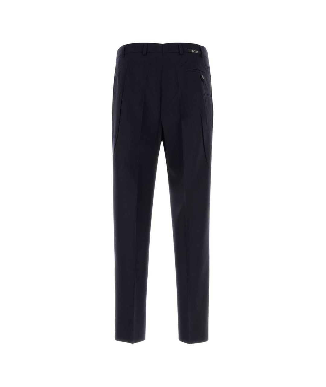 PRADA Темно-синие шерстяные повседневные брюки, фото 2