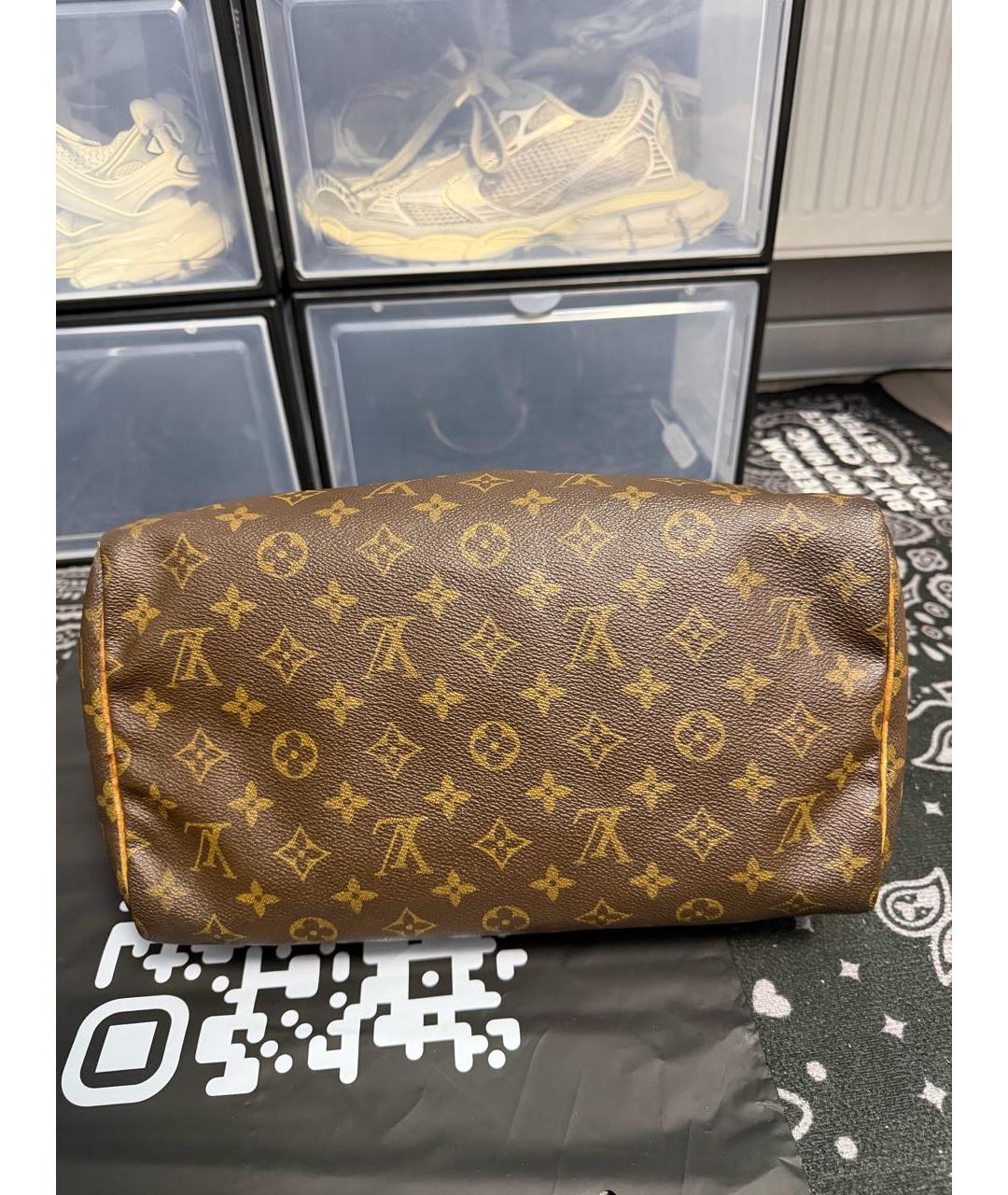 LOUIS VUITTON Коричневая кожаная сумка с короткими ручками, фото 3