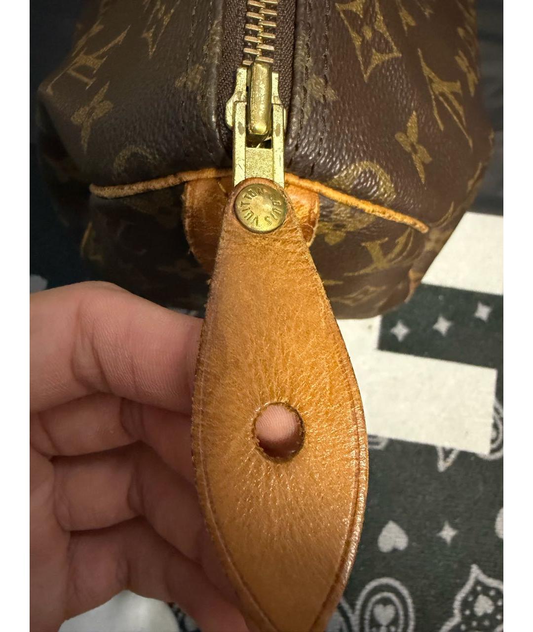 LOUIS VUITTON Коричневая кожаная сумка с короткими ручками, фото 6