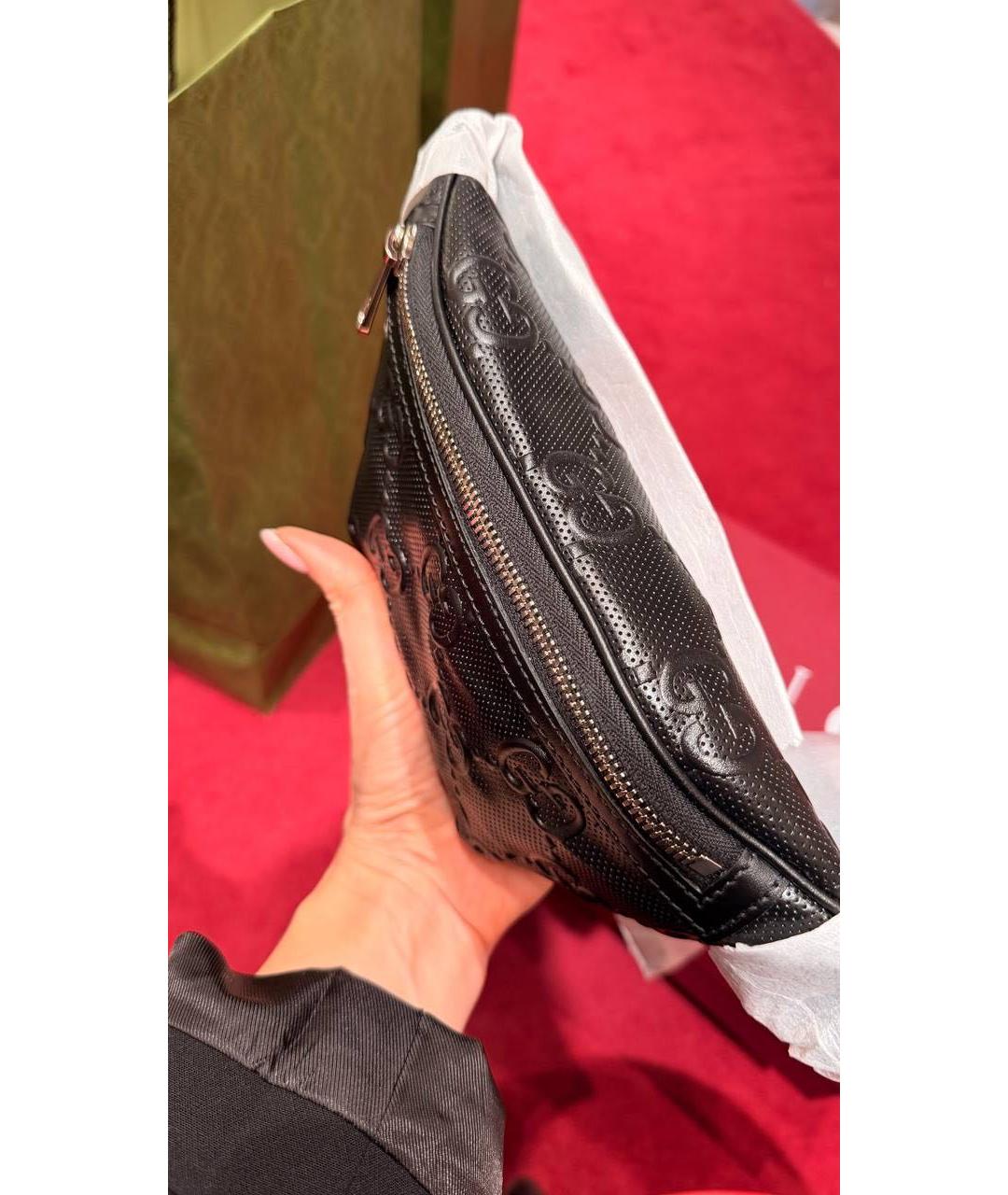 GUCCI Черная кожаная поясная сумка, фото 4