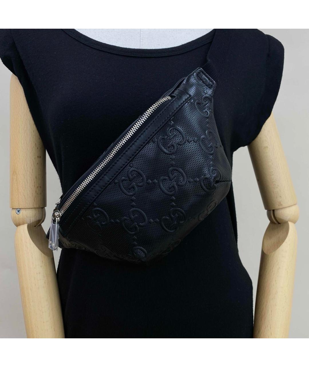 GUCCI Черная кожаная поясная сумка, фото 3