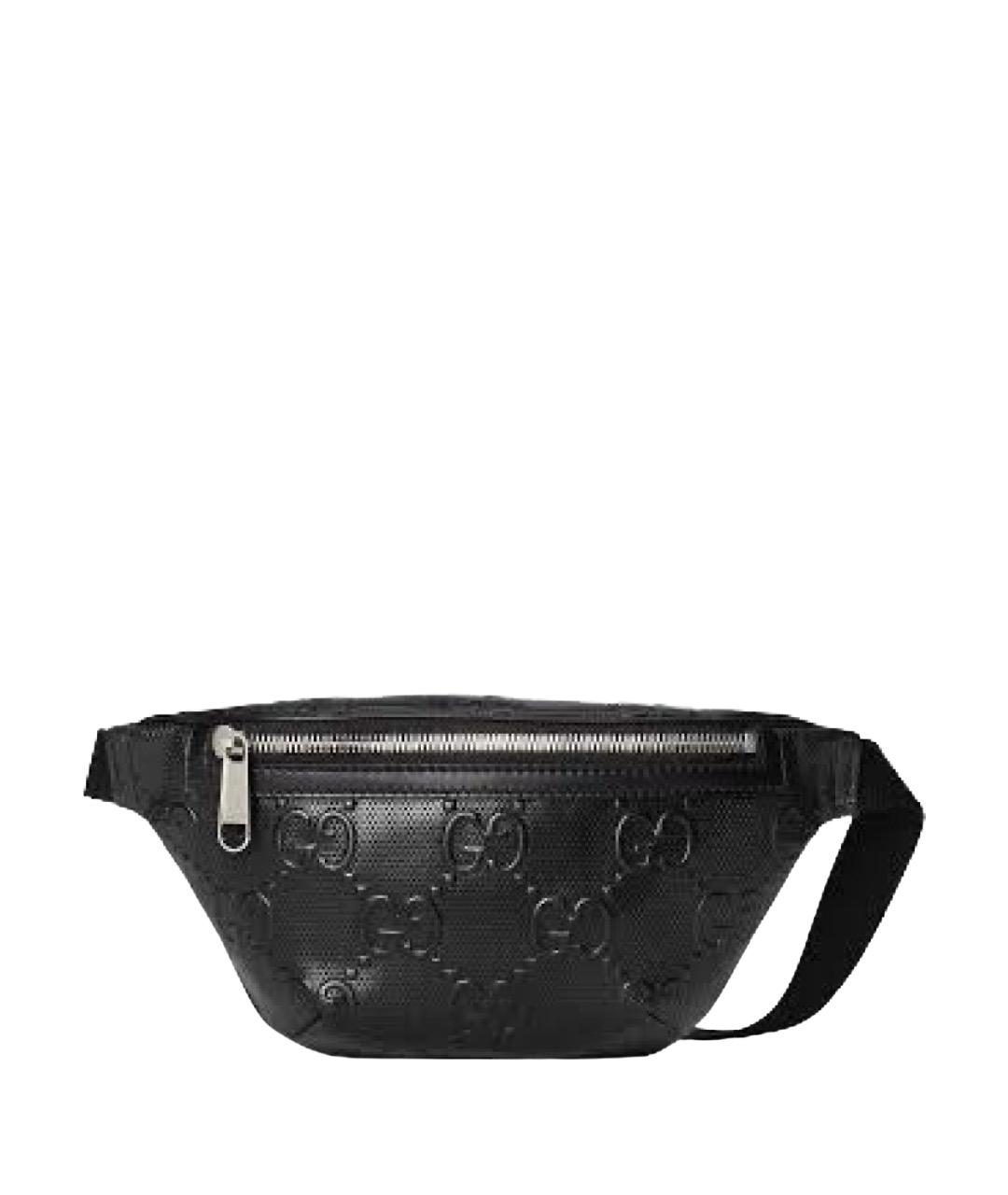 GUCCI Черная кожаная поясная сумка, фото 1