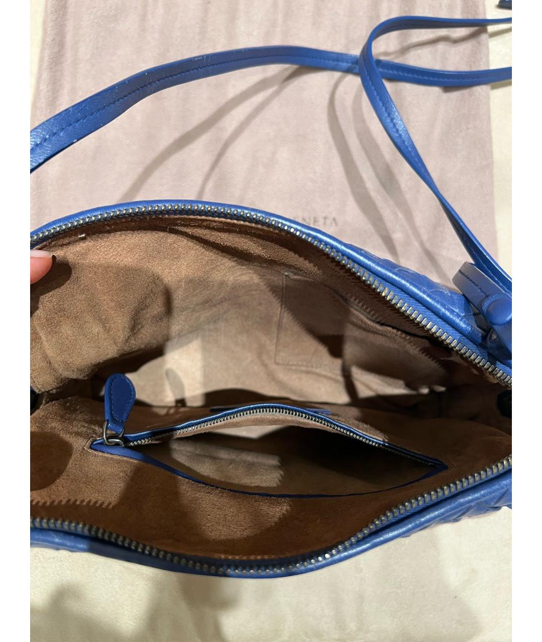 BOTTEGA VENETA Синяя кожаная сумка через плечо, фото 2