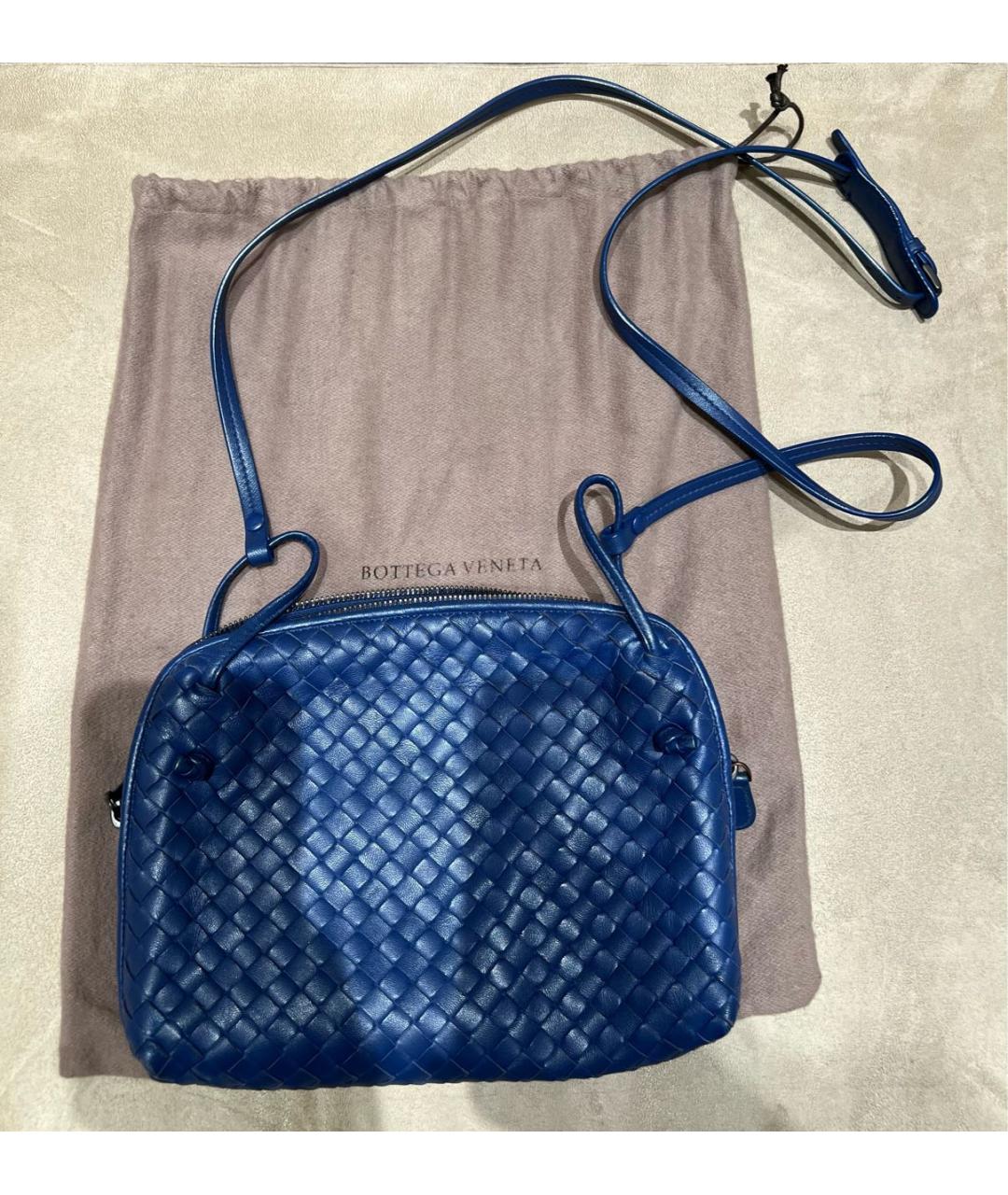 BOTTEGA VENETA Синяя кожаная сумка через плечо, фото 4