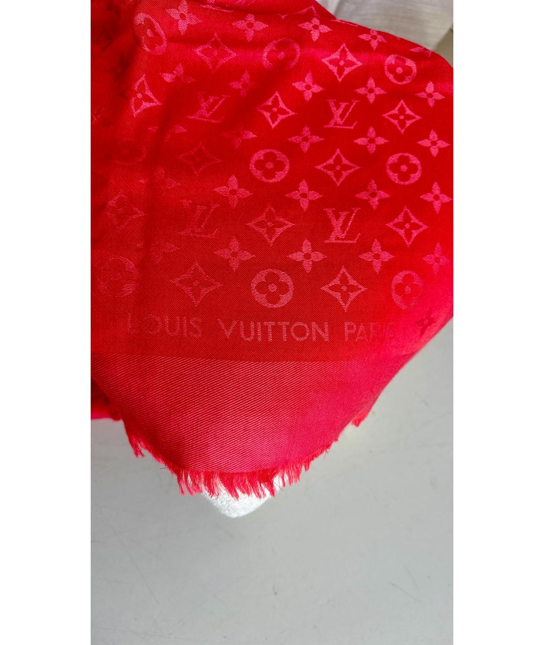 LOUIS VUITTON Коралловый шелковый платок, фото 4