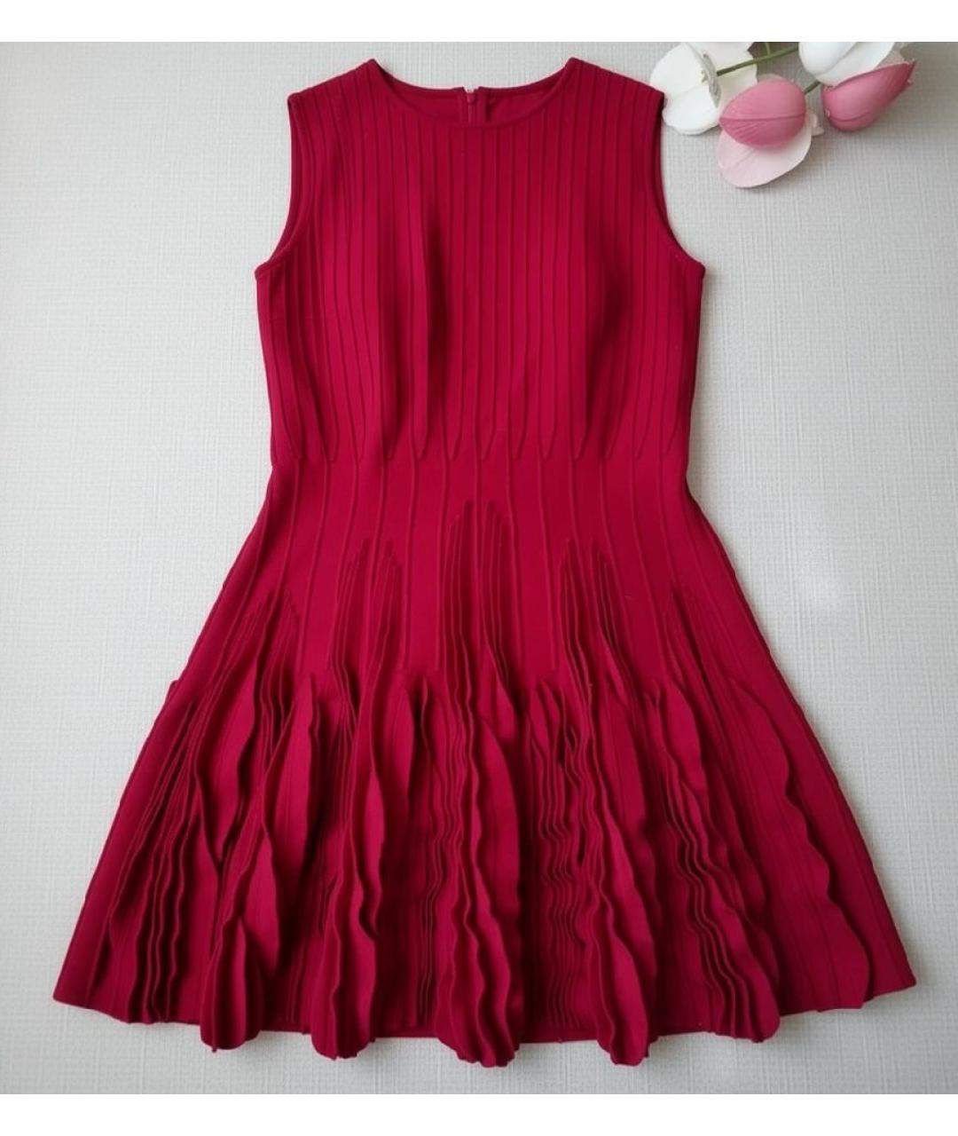 ALEXANDER MCQUEEN Фуксия шерстяное повседневное платье, фото 6