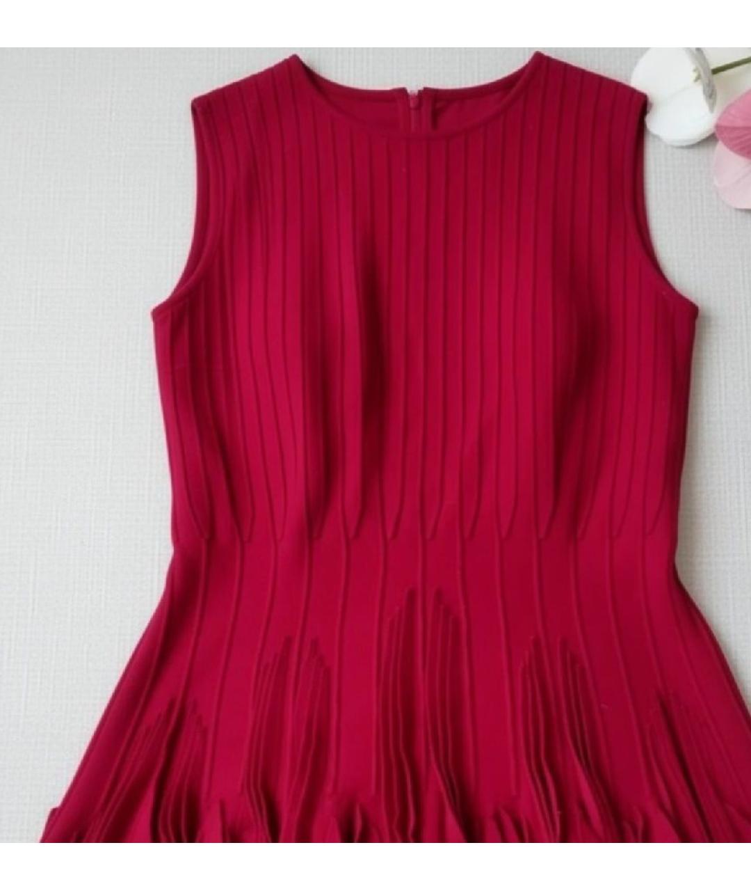 ALEXANDER MCQUEEN Фуксия шерстяное повседневное платье, фото 3