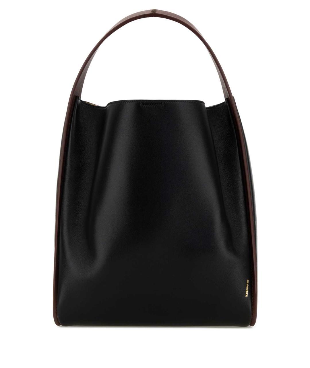 JIL SANDER Черная кожаная сумка с короткими ручками, фото 3