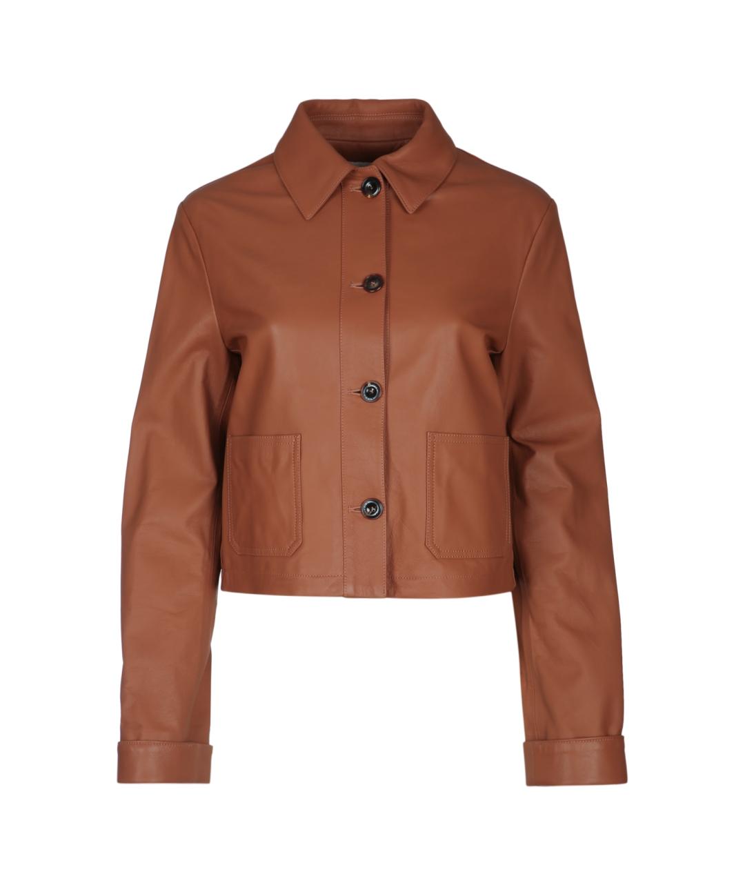 JACOB COHEN Коричневая кожаная куртка, фото 1