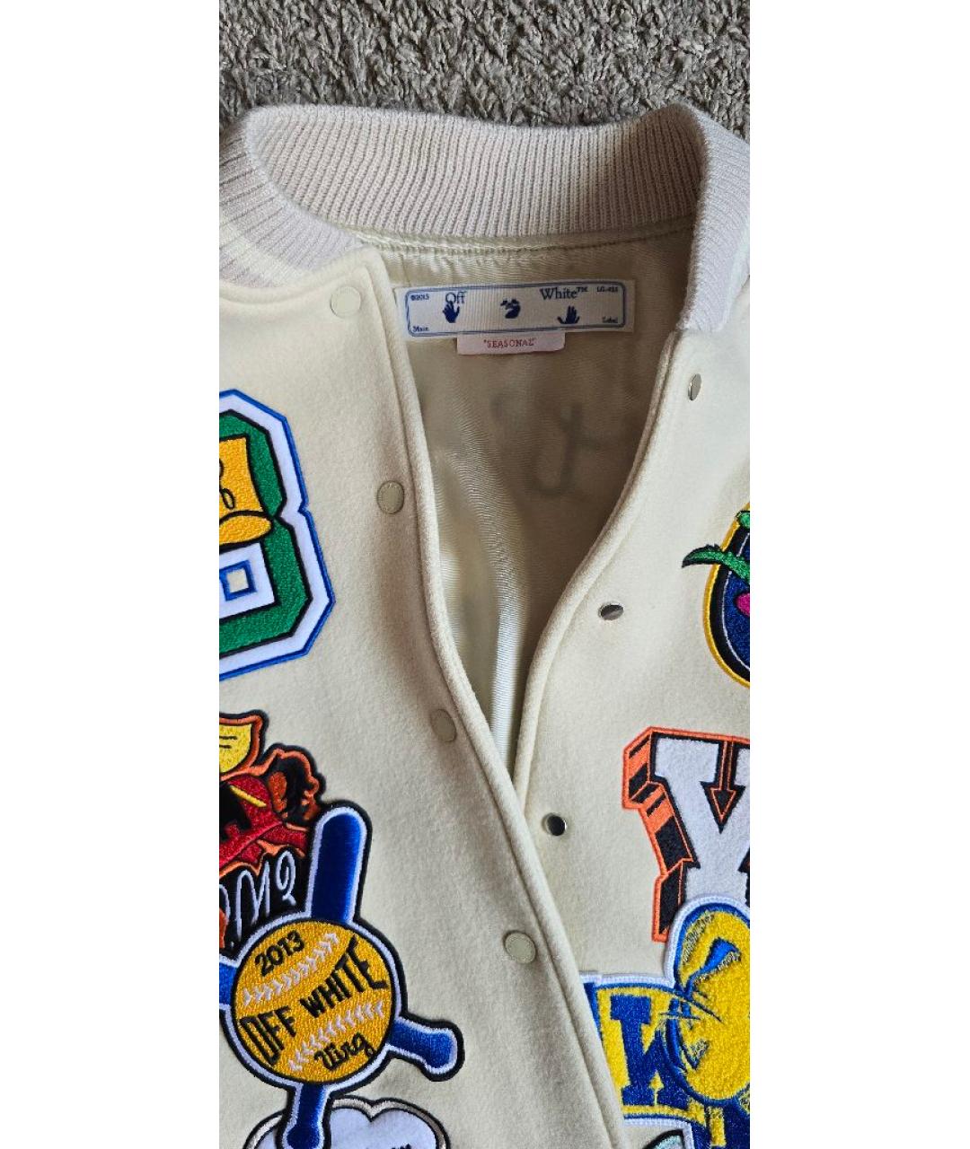 OFF-WHITE Бежевая кожаная куртка, фото 3